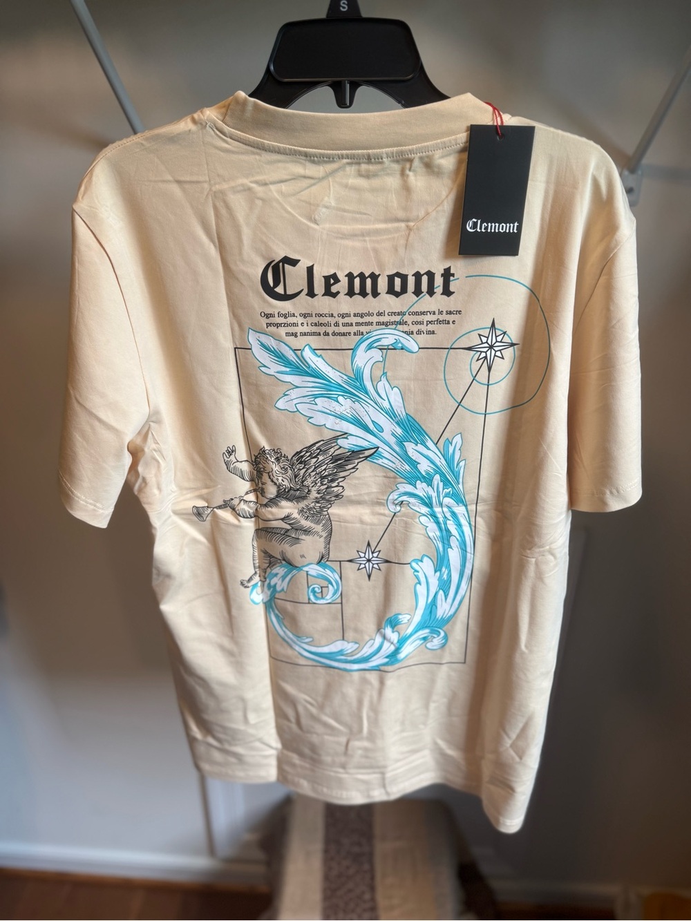 Lemon Cream Short-Sleeve Logo Tee with Black Print